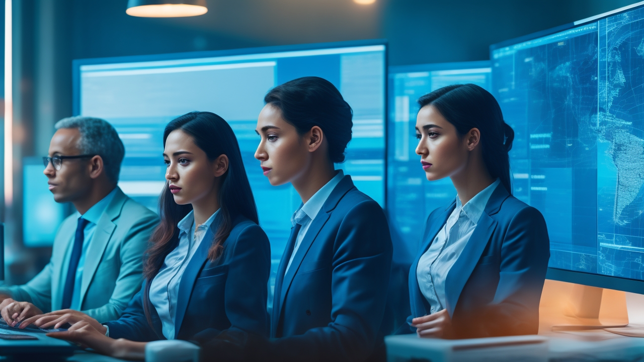 A cinematic close-up of diverse professionals collaborating over multilingual data charts and digital maps in a modern European tech office, illuminated by ambient natural light highlighting screens displaying complex AI annotations, conveying cutting-edge multilingual AI data labeling and innovation.