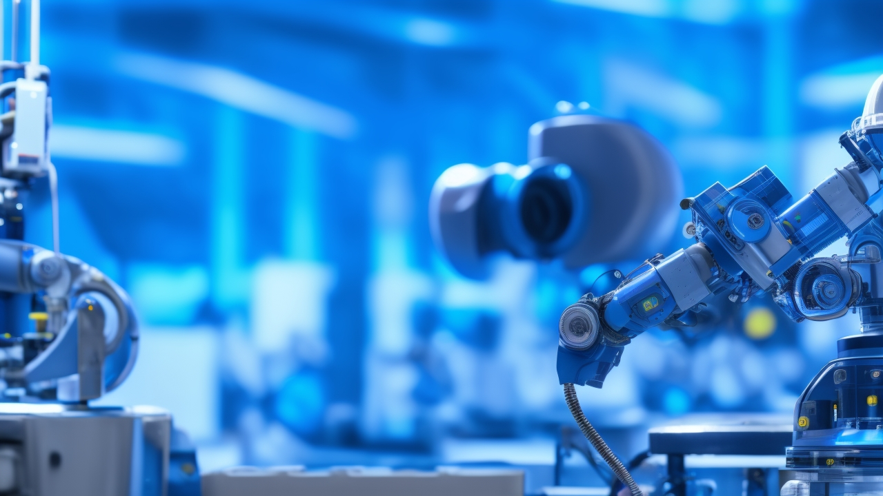 A cinematic close-up of a sleek industrial robotic arm equipped with advanced cameras and sensors, precisely scanning and analyzing complex 3D objects on a high-tech factory floor bathed in cool blue and gray tones, highlighting the fusion of AI data annotation and computer vision labeling powering next-generation precision robotics.
