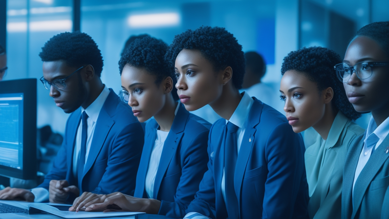 A cinematic editorial-style close-up of a diverse team of data annotators intensely reviewing and labeling digital documents on multiple high-resolution screens in a modern, dimly lit tech office, highlighting precision and collaboration in AI data preparation for advanced knowledge base annotation.